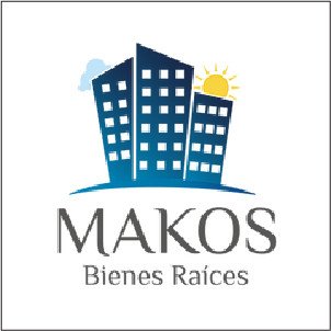 Logo de edificios sol y nube makos bienes raices