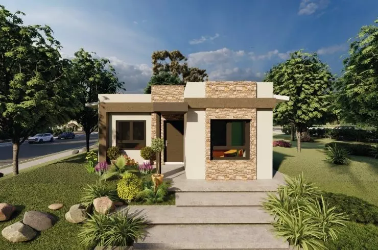 Modelo de casa el alamo de color blanco con beige en residencial Villa Campestre el Ciprés.