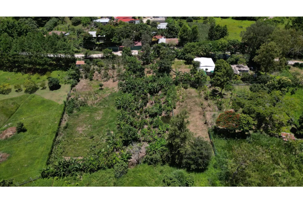 Vista aérea de los terrenos en venta ubicados en valle de angeles, cuentan con buena topografía plana y acceso a servicios públicos